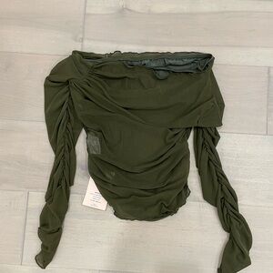 SHEIN Olive Green Ruched Blouse